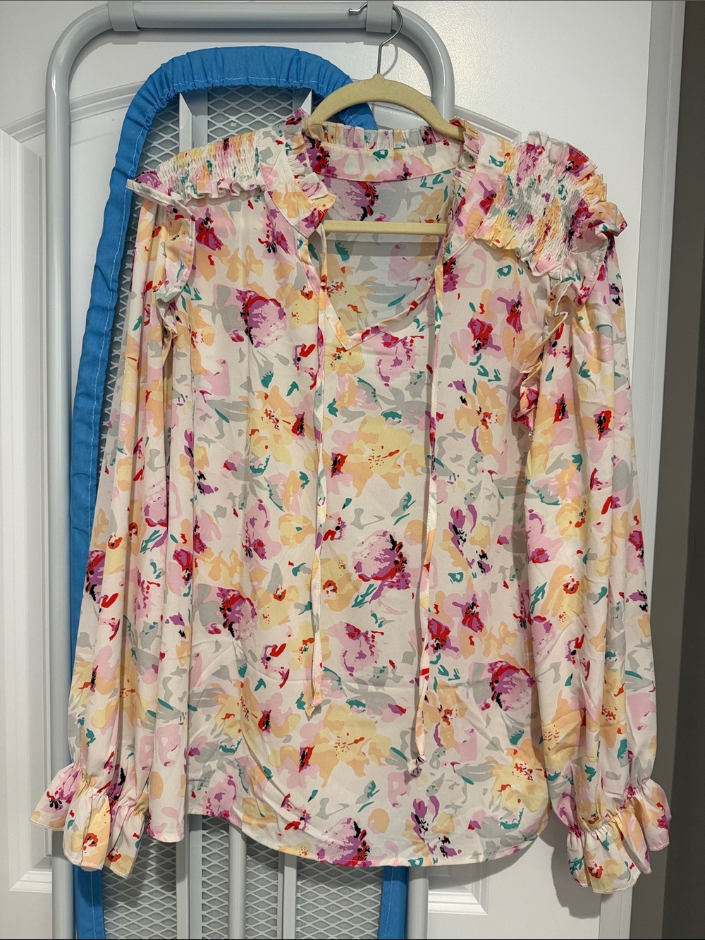Women’s Floral Long-Sleeve Blouse - Pink Multicolor